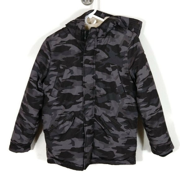 Abercrombie & Fitch Youth Sherpa Fur Camo Zip Up Jacket Coat Size 11-12